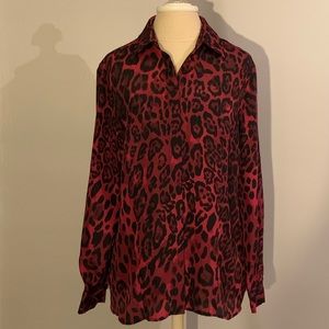 Maroon Leopard Blouse with Tie